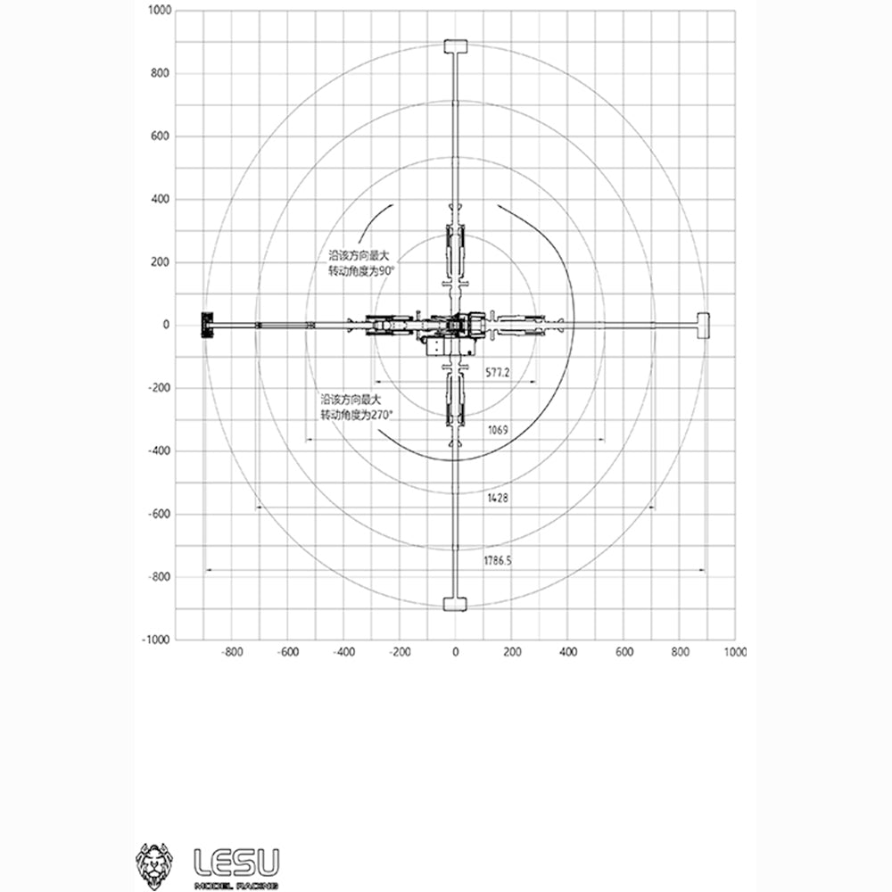 LESU 1/14 Remorque RC avec grue hydraulique en métal