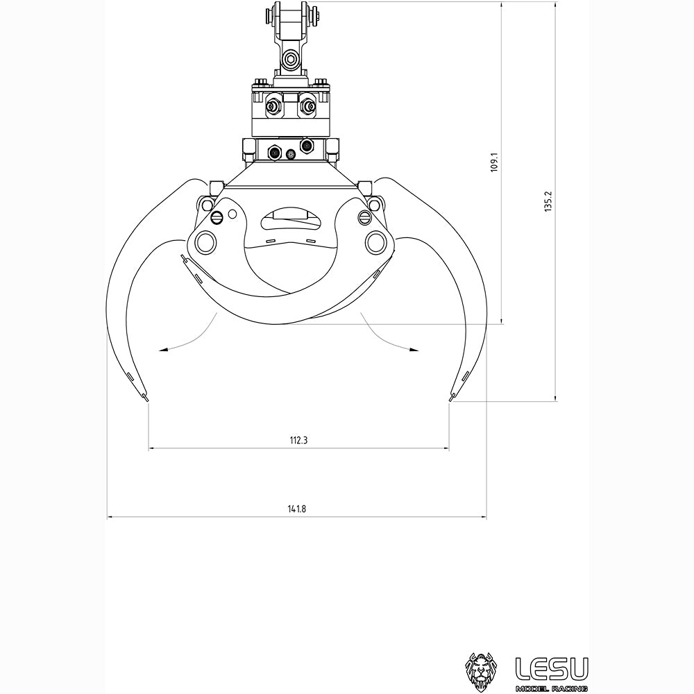LESU 1/14 Remorque RC avec grue hydraulique en métal