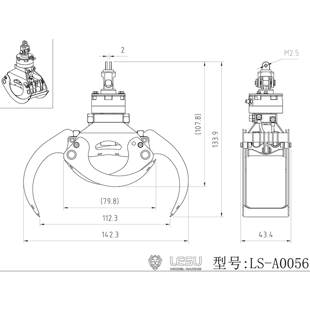 LESU Hydraulic Wood Clamp for 1/14 RC Timber Crane