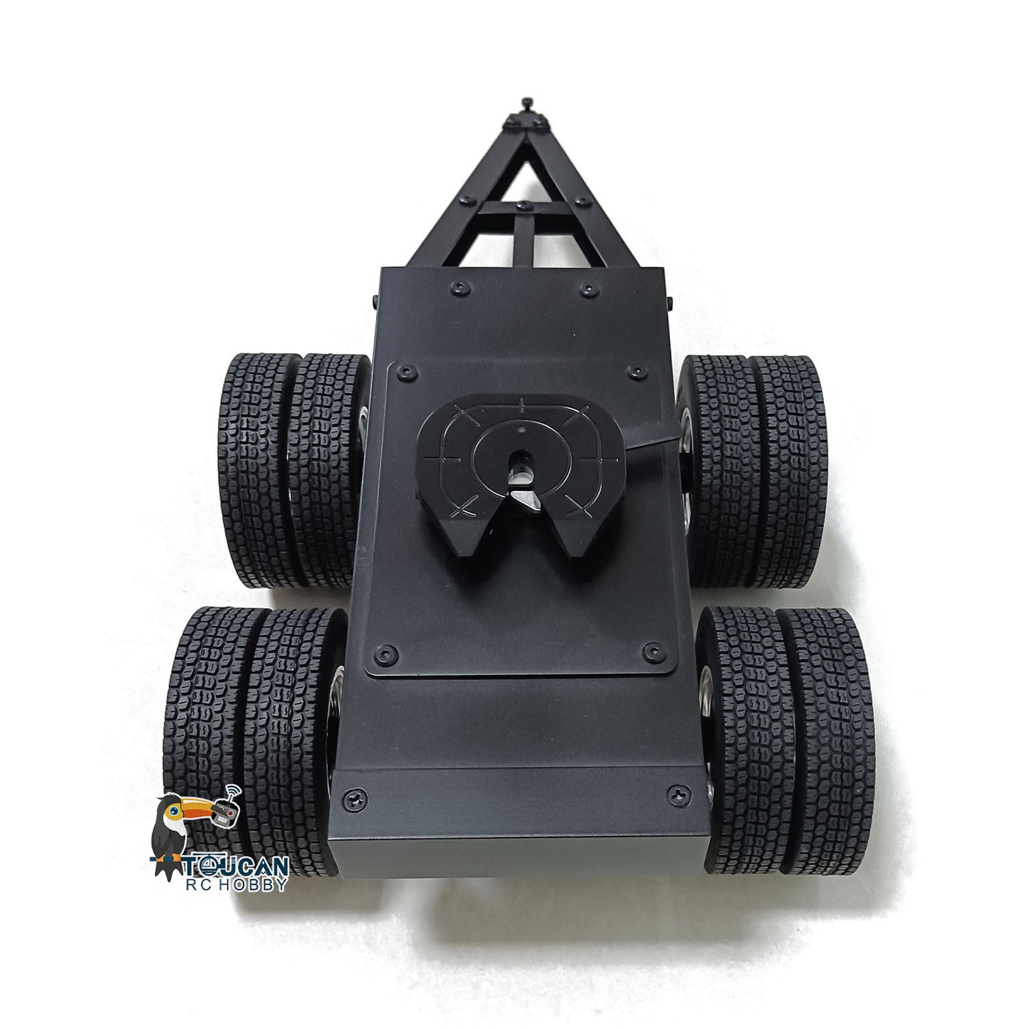 Remorque à 2 essieux en métal 1/14 avec traction à sellette pour camion tracteur RC