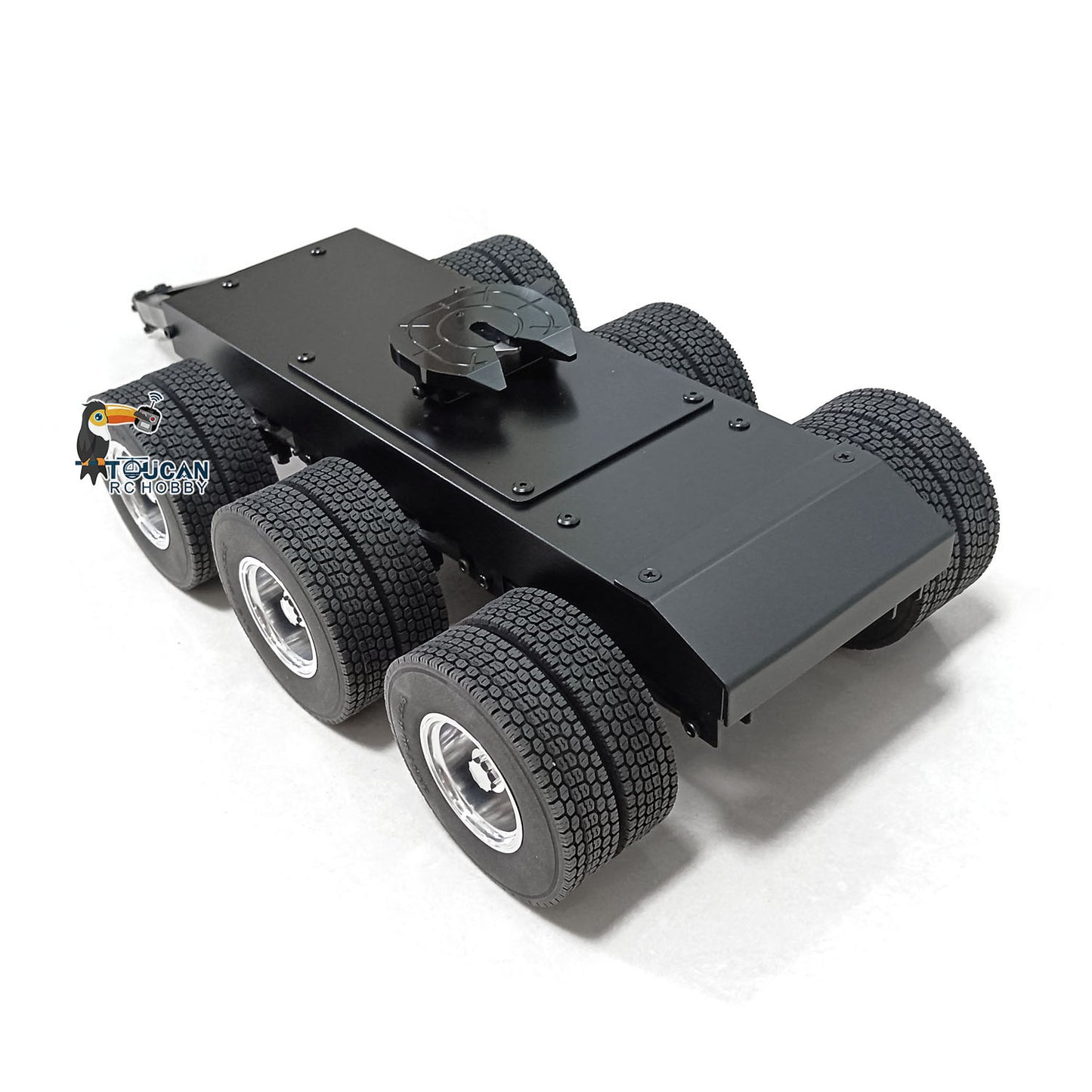 Second Hand US Stock Metal 3 Axles Trailer with Fifth-wheel Traction for 1/14 RC Truck LESU Car Model