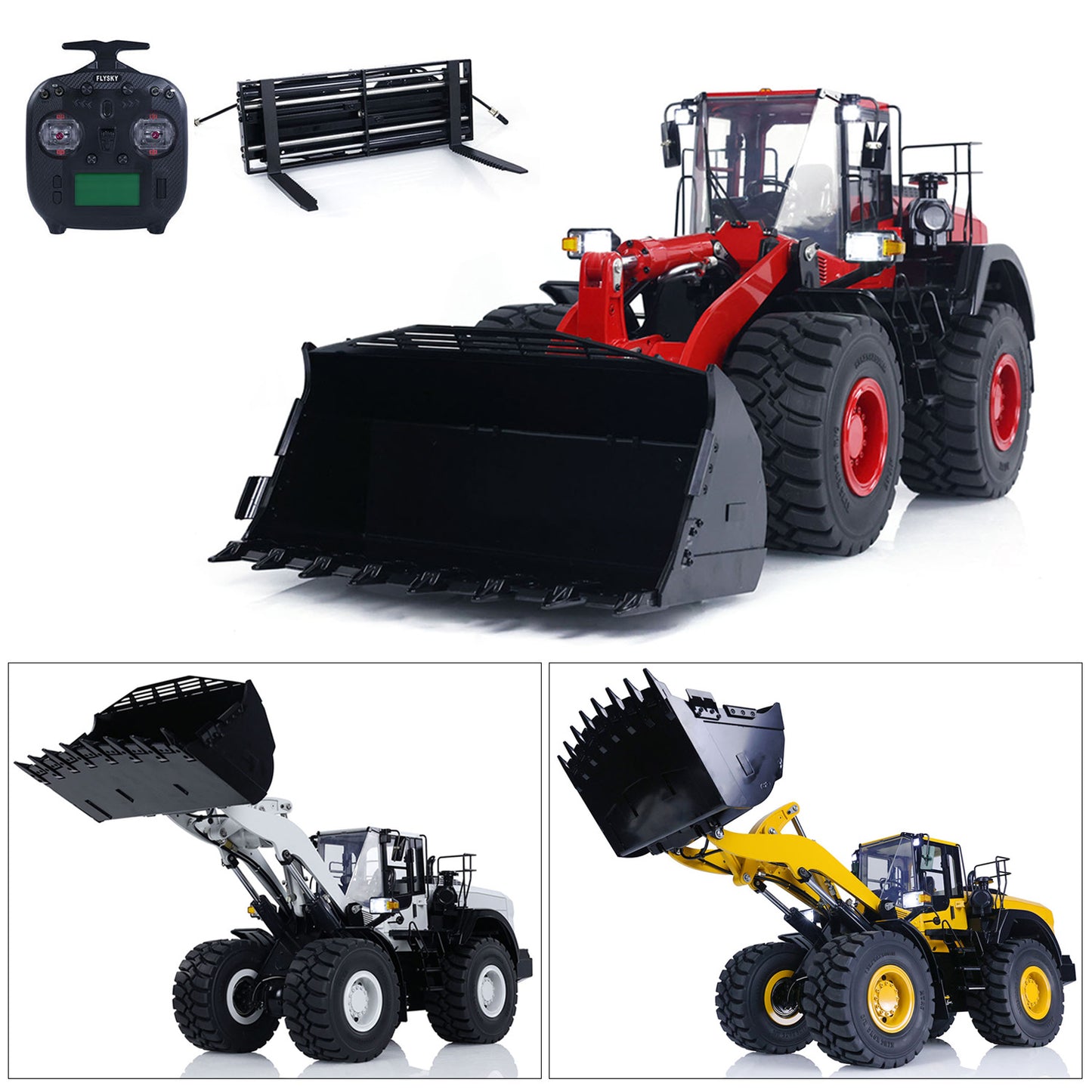 Metal 1/14 RC Hydraulic Loader WA480 Heavy Construction Machine Differential Lock Axles Quick Coupler Fork Light Sound ST8