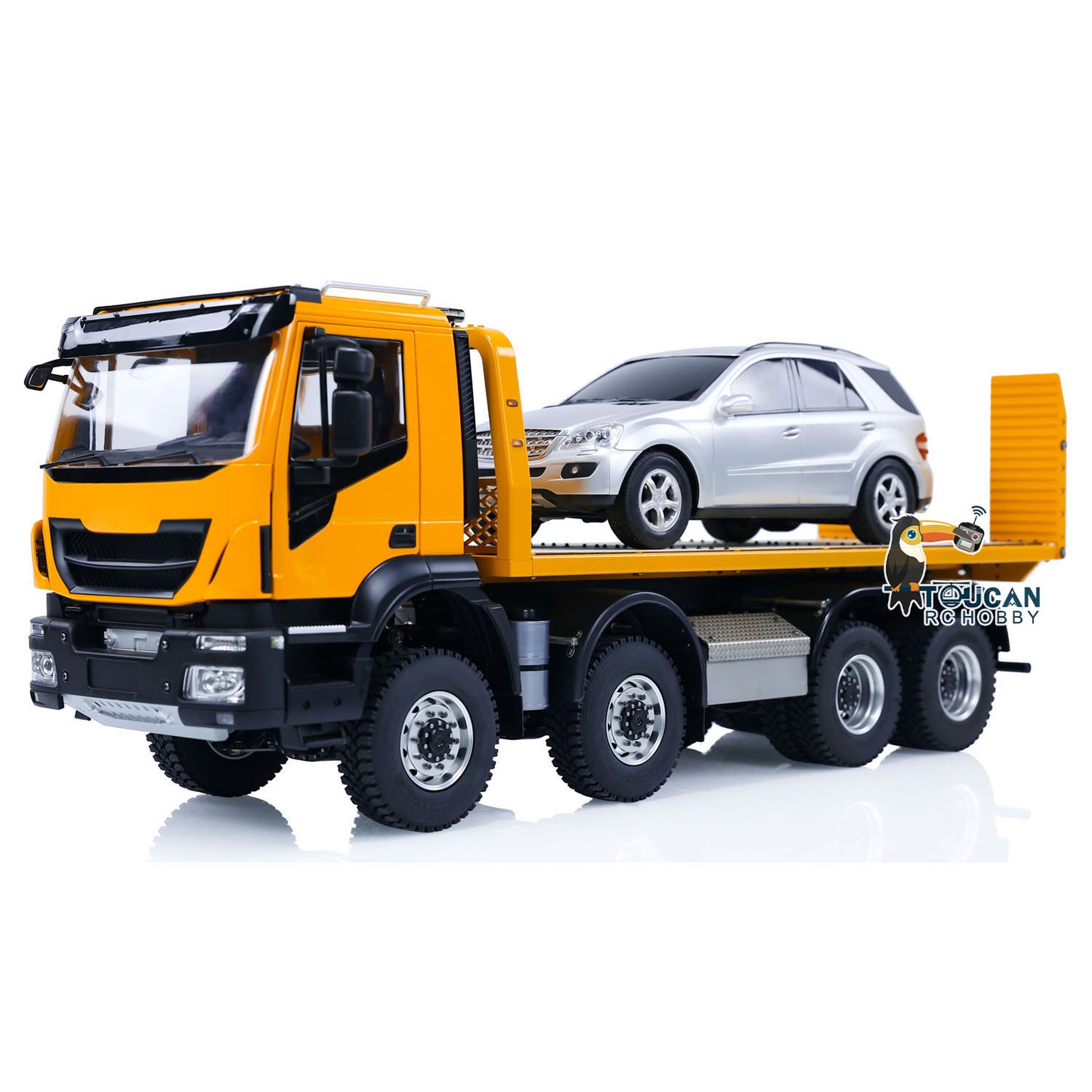 1/14 8X8 RC Hydraulic Wrecker Truck 2Speed Remote Control Road Rescue Vehicle CNC Axle Differential Locks Light System Battery