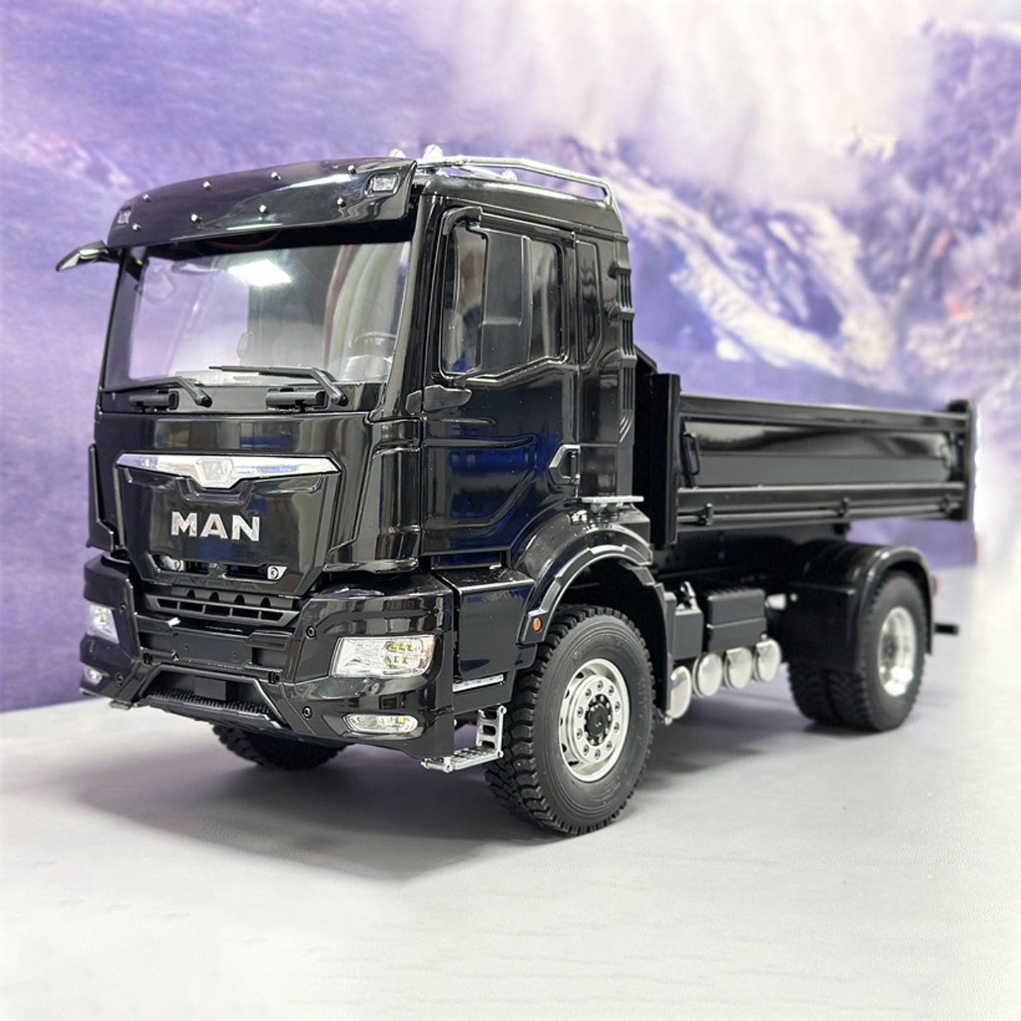 Camion à benne basculante hydraulique RC 4x4 avec cabine en métal 1/14