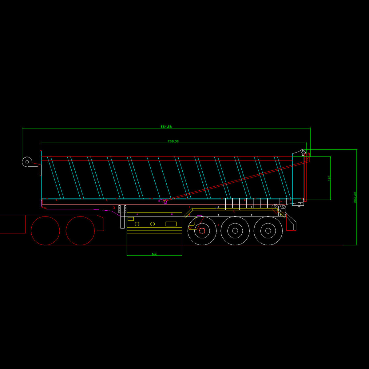 TOUCAN 1/14 Metal RC Hydraulic Dump Semi Trailer 3 Axle with Center Lift System Electric Support Legs Tarp Lights for Tractor Truck