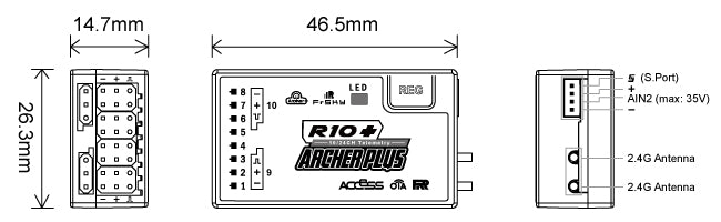 FrSky Receiver Archer Plus R10+ for 1/14 RC Car Electric Truck Model Transmitter