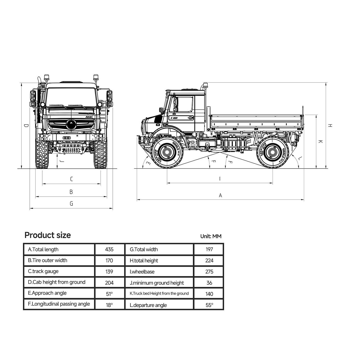 LESU U4023 1/14 metal 4x4 RC off road truck specifications