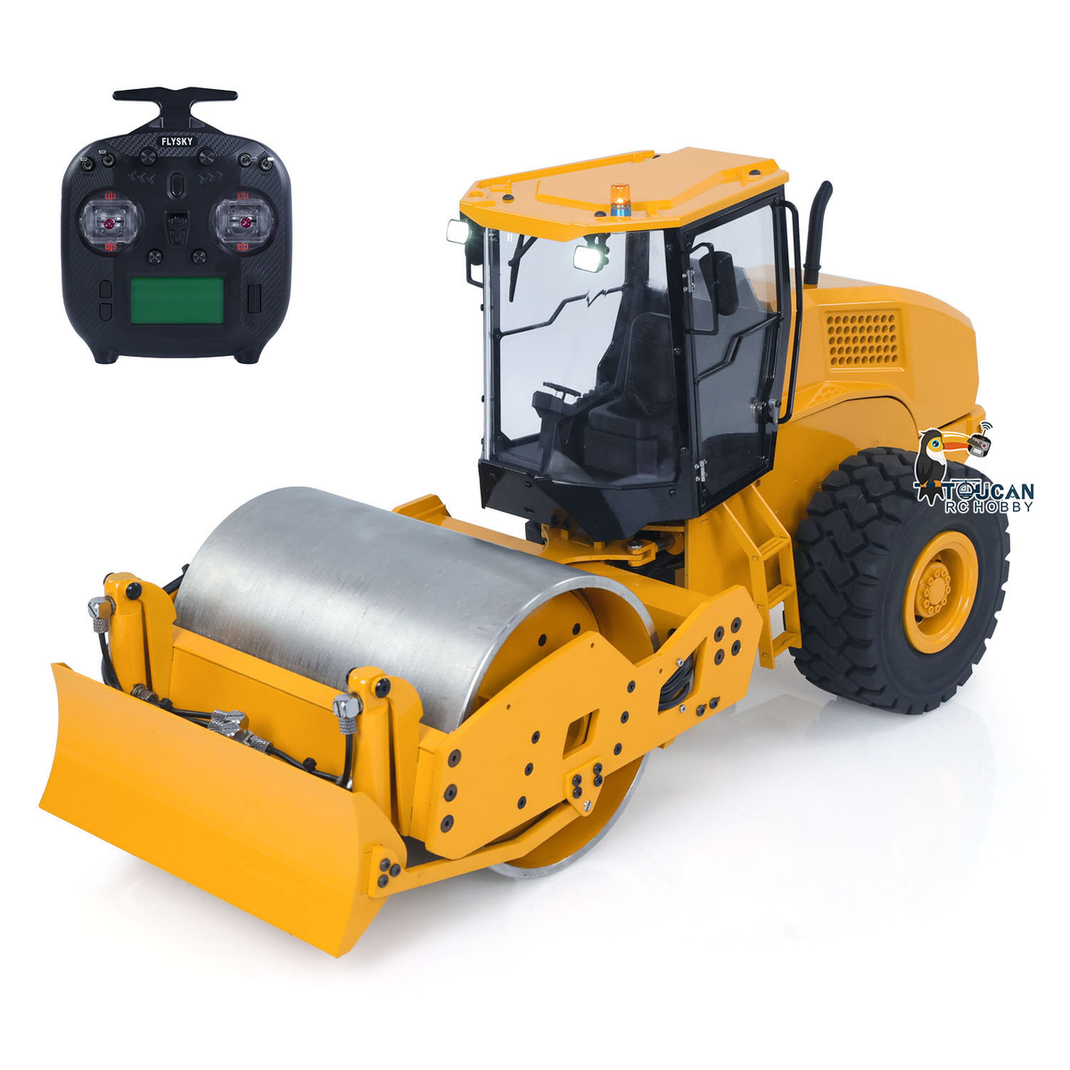 TOUCAN BSM CS11 1/12 Hydraulic Road Roller Yellow & Black, With User-Friendly ST8 Remote Controller, Easy & Precise Maneuvering