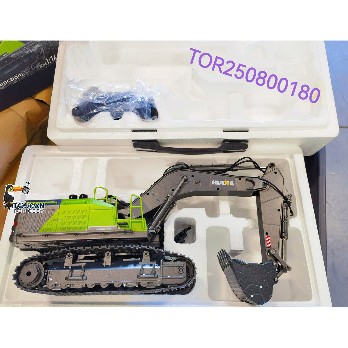 Second Hand CA Stock HUINA 1/14 593 Toys Model RC Excavator Car Gift Battery 2.4G Remote Control Digger
