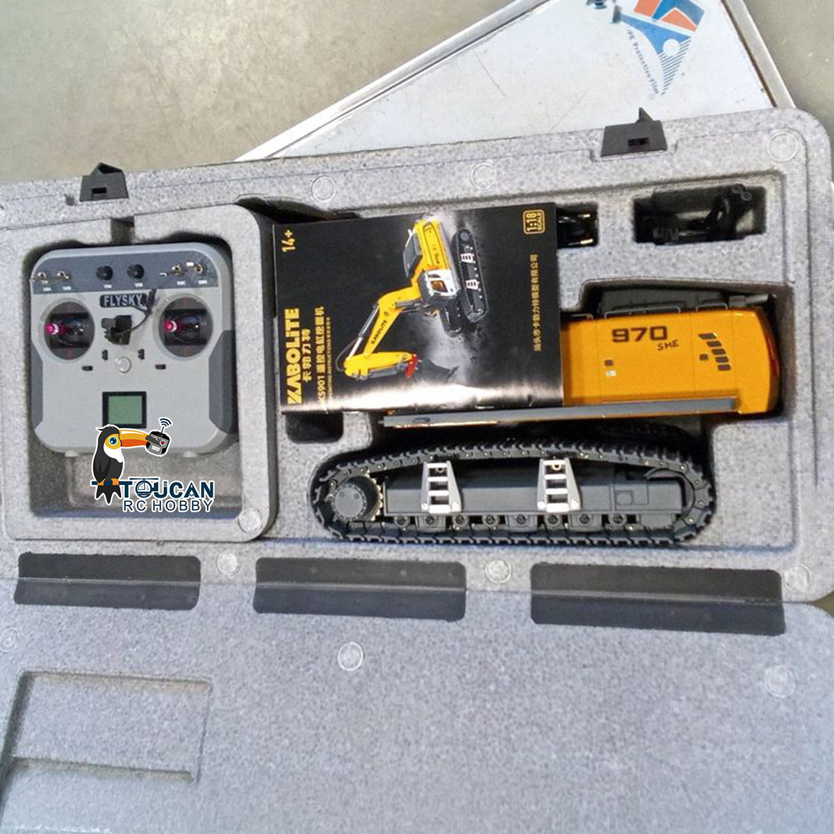 Second Hand CA Stock Kabolite 5901 100S 1/18 Electric RC Excavator Digger Metal Remote Control Engineering Vehicle with Ripper Hammer Claw
