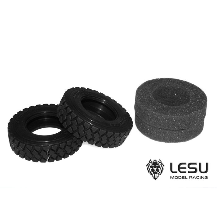 1Pair LESU Rubber Tires for TAMIYA 1/14 RC Tractor Truck Model