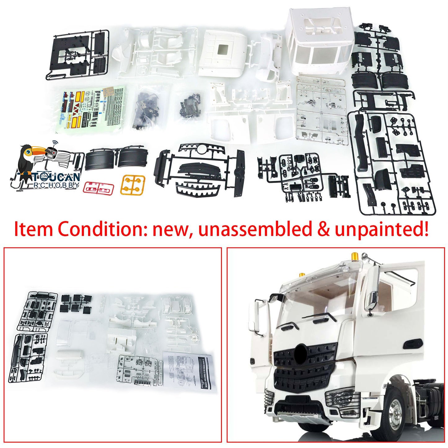 Plastic Cabin Body Shell Set for 1/14 RC Tractor Truck