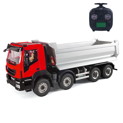 MD 1/14 8x8 Hydraulic RC Dump Truck Metal Remote Control Tipper Car Sound Light