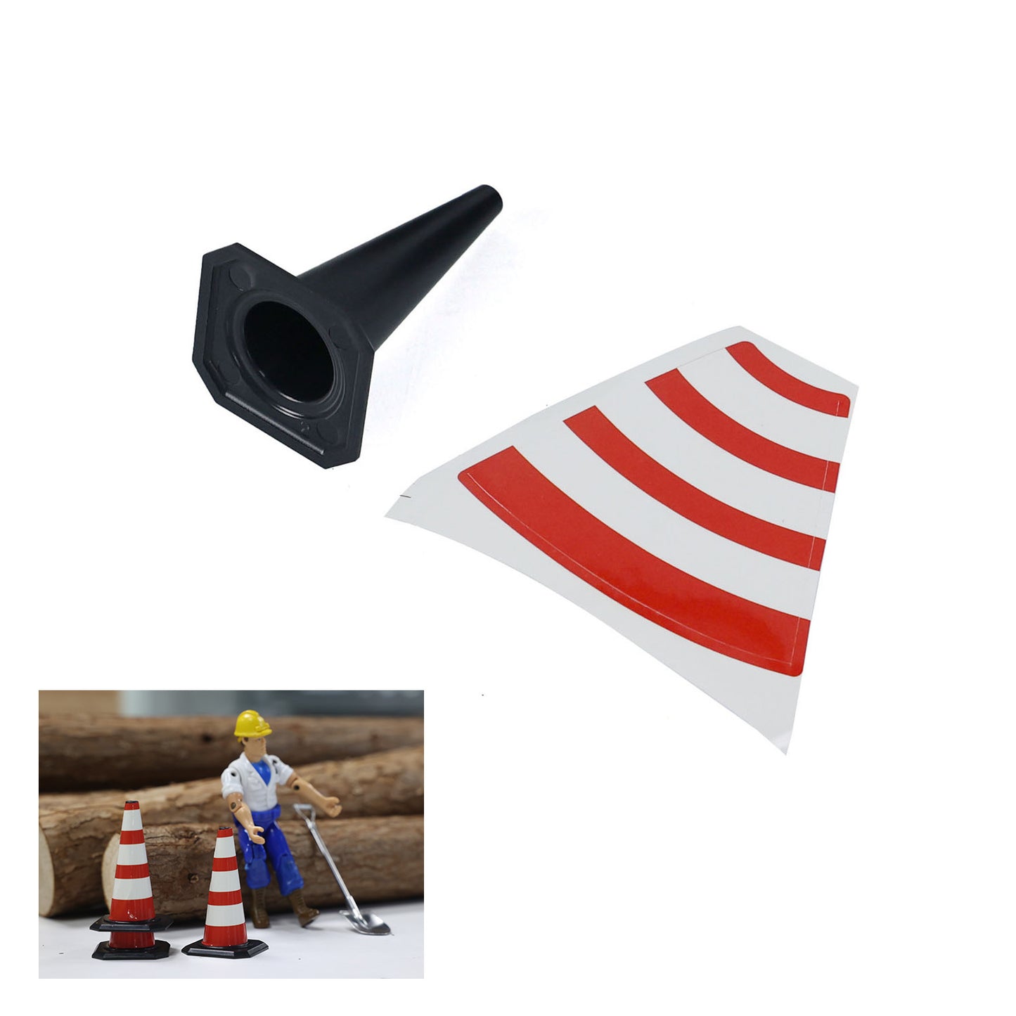 Limited Offer Combo Pack RC Scene Accessory Kit Driver Figurine Roadblock Railing Wooden Box for 1/14 and 1/12 RC Model Construction Vehicles