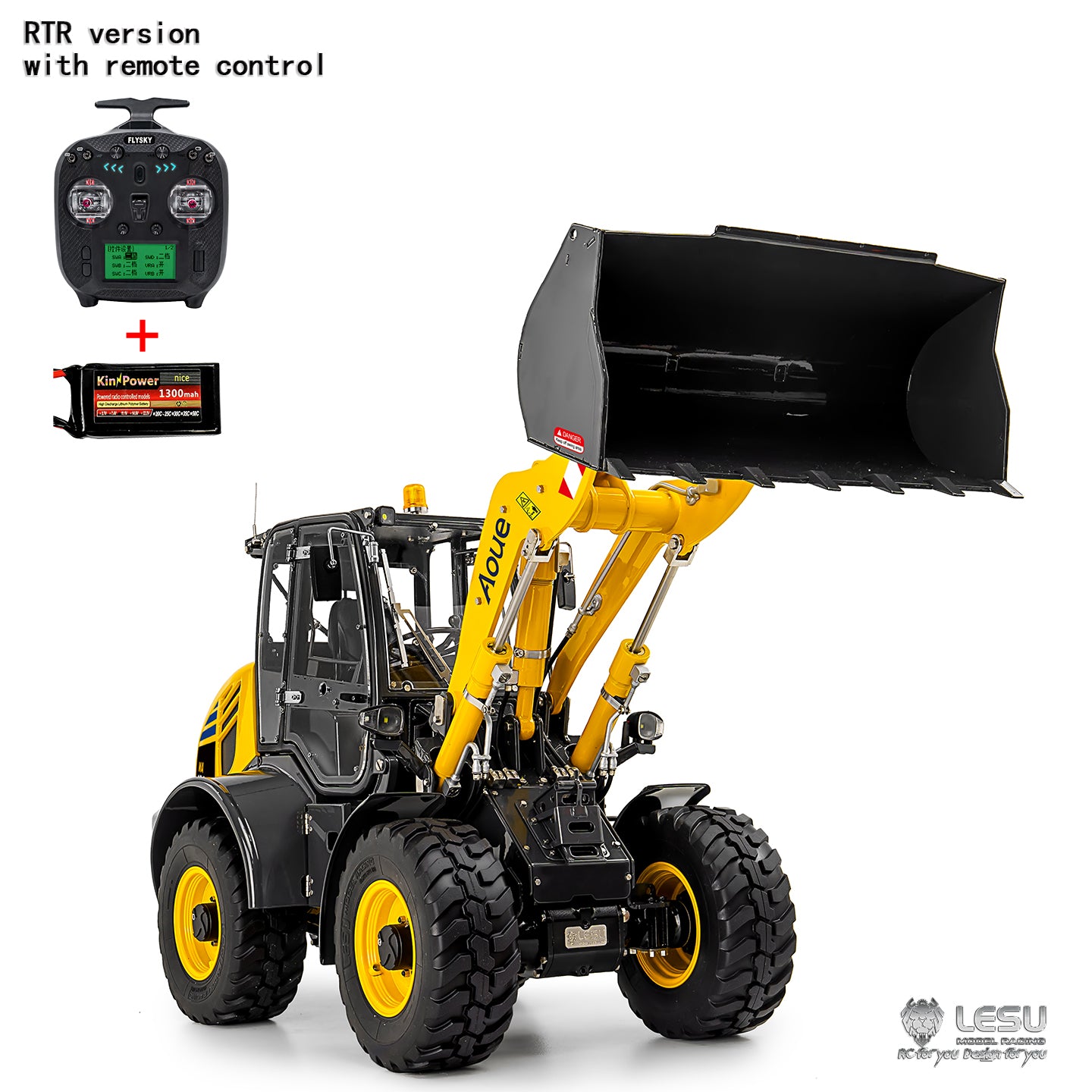 Metal LESU 1/14 RC Hydraulic Loader Aoue WA100M-8 4X4 RTR Construction Vehicle Axle Lock Sound Light ST8 Radio