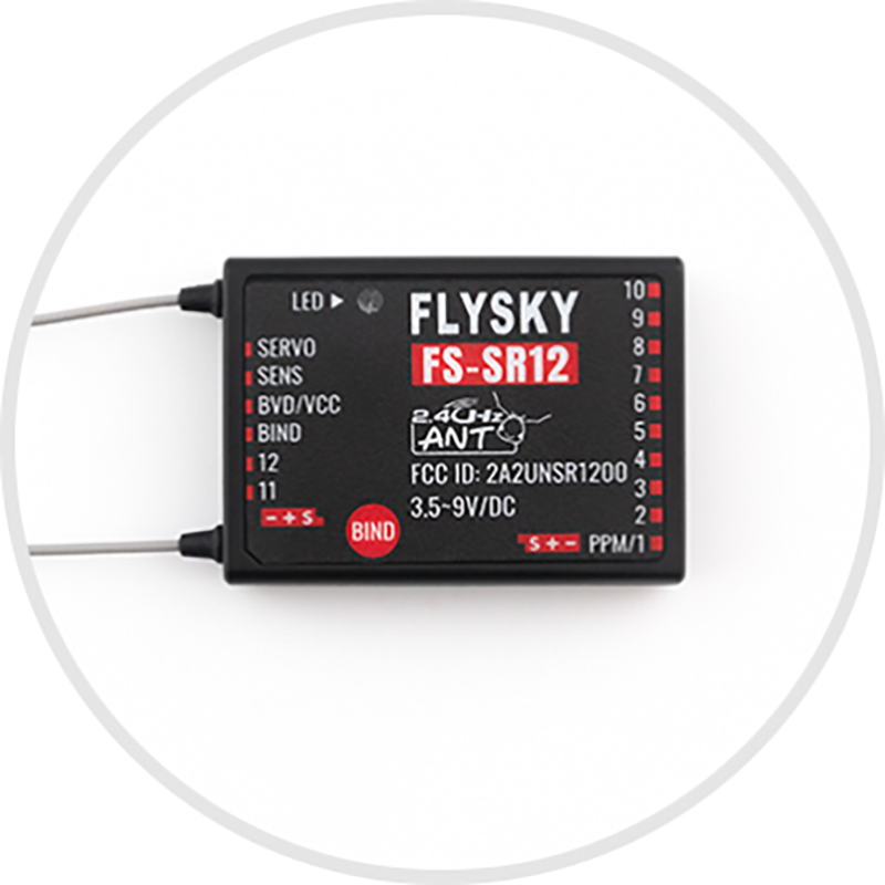 Récepteur FLYSKY FS-SR12 FS-SR8 2.4G ANT 12CH pour émetteur radio FS-ST8 pour avion RC