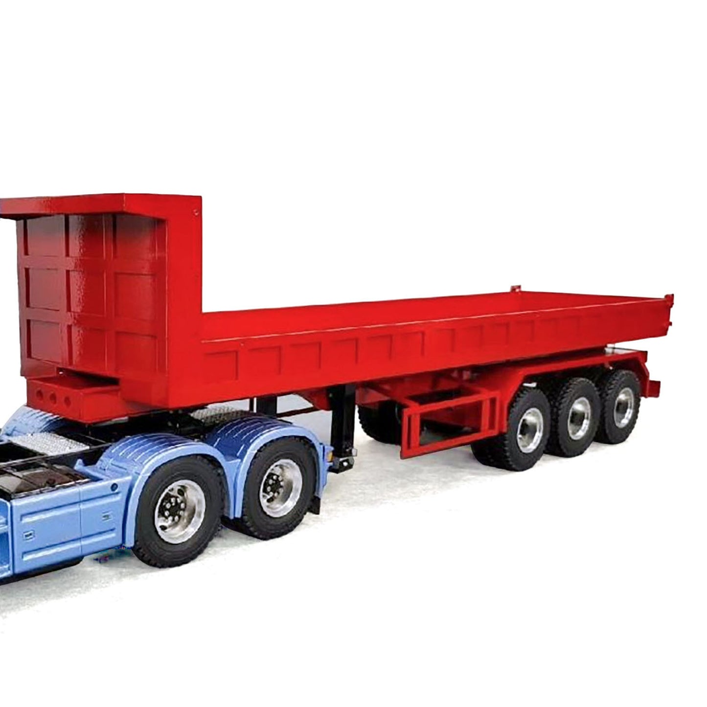 1/14 Full Metal 3Axles Remote Control Low Bed Dump Trailer Tipper Cars Electric Legs  for Tamiya LESU RC Tractor Truck No Battery and Charger