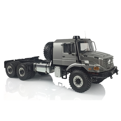 1/14 RC JDM 6x6 Truck right front view with metal chassis and realistic scale appearance