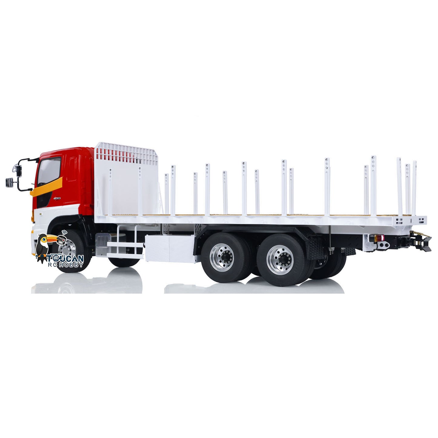1/14 RC LS Flatbed Fence Cargo Truck side view with metal chassis and realistic scale design