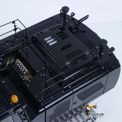 1/14 RC LS Hydraulic Excavator rear body detail with metal construction and painted finish