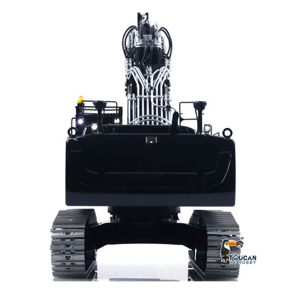 1/14 RC LS LR956 Excavator rear view with metal body hydraulic components and scale details