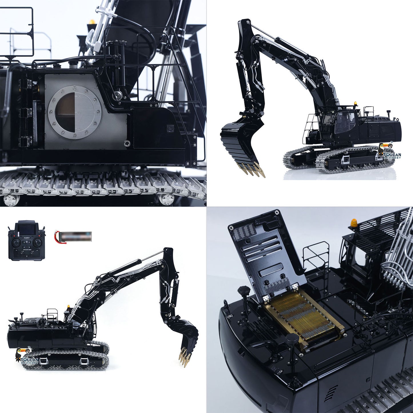 1/14 RC LS LR956 Metal Excavator detail with realistic hydraulic structure and premium components