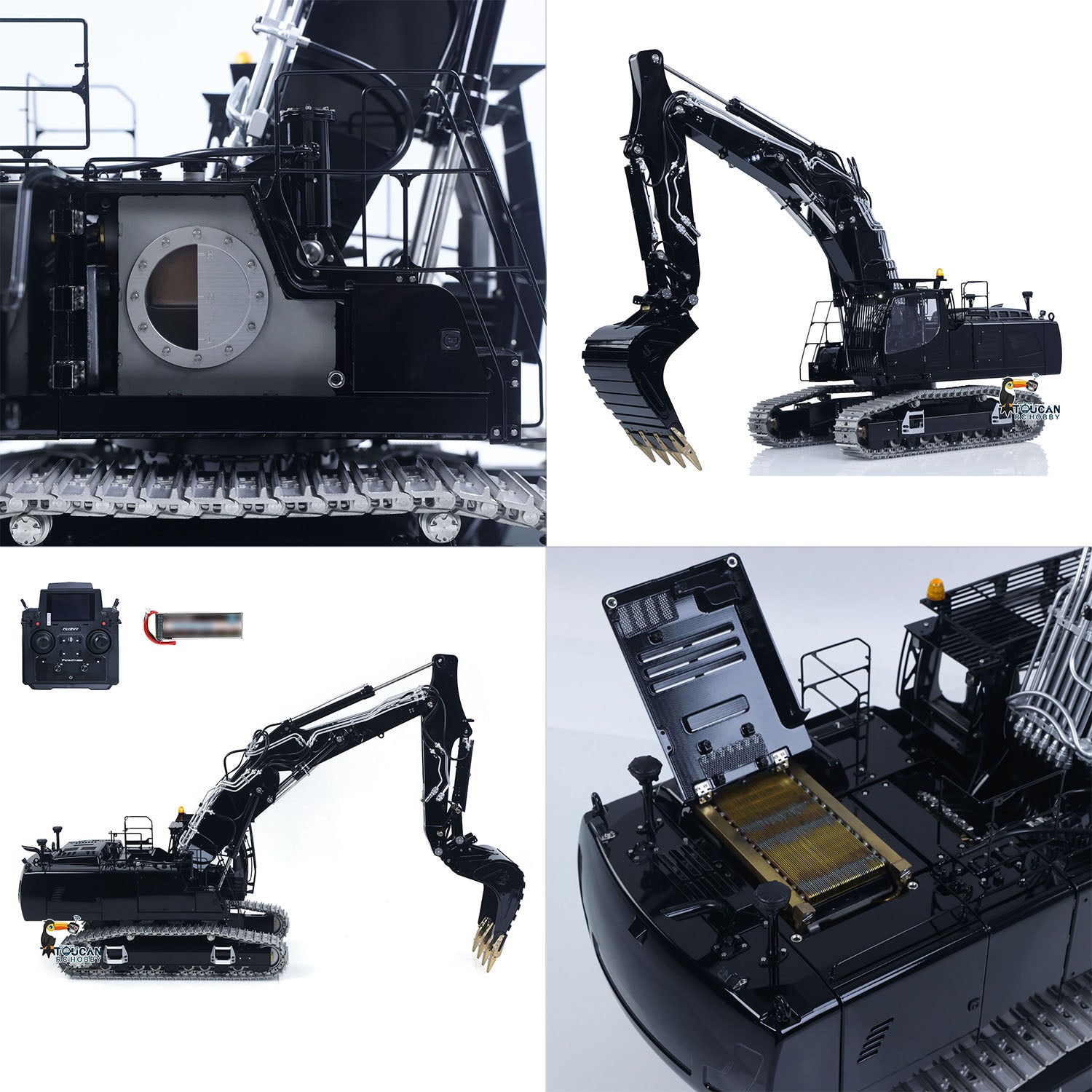 1/14 RC LS LR956 Metal Excavator detail with realistic hydraulic structure and premium components