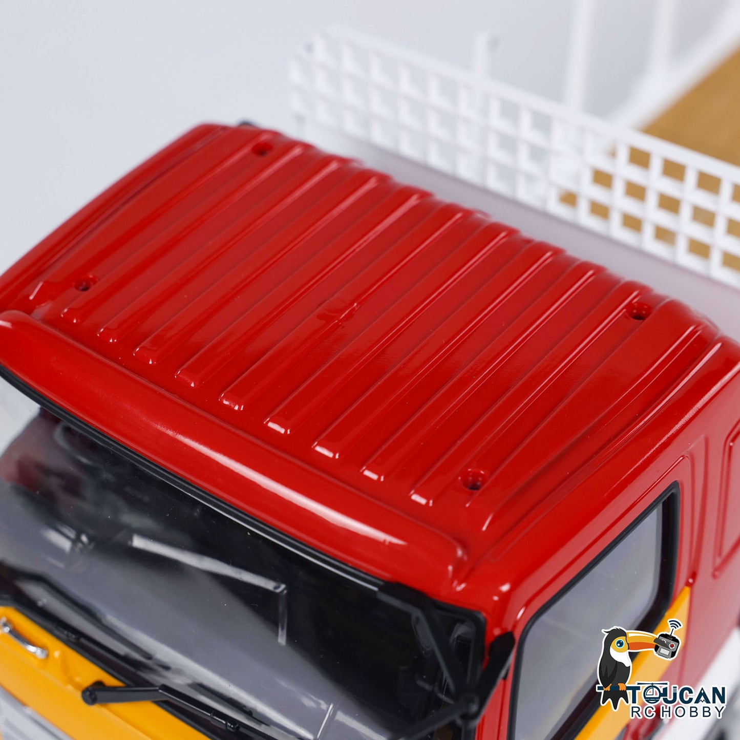 1/14 RC LS Truck cab roof detail with top accessories and realistic heavy duty design