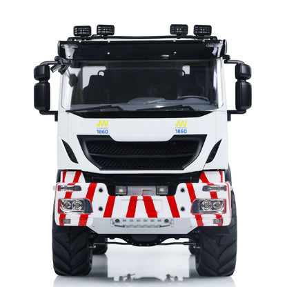 1/14 RC MD Dump Truck front view with LED headlights and realistic cab design