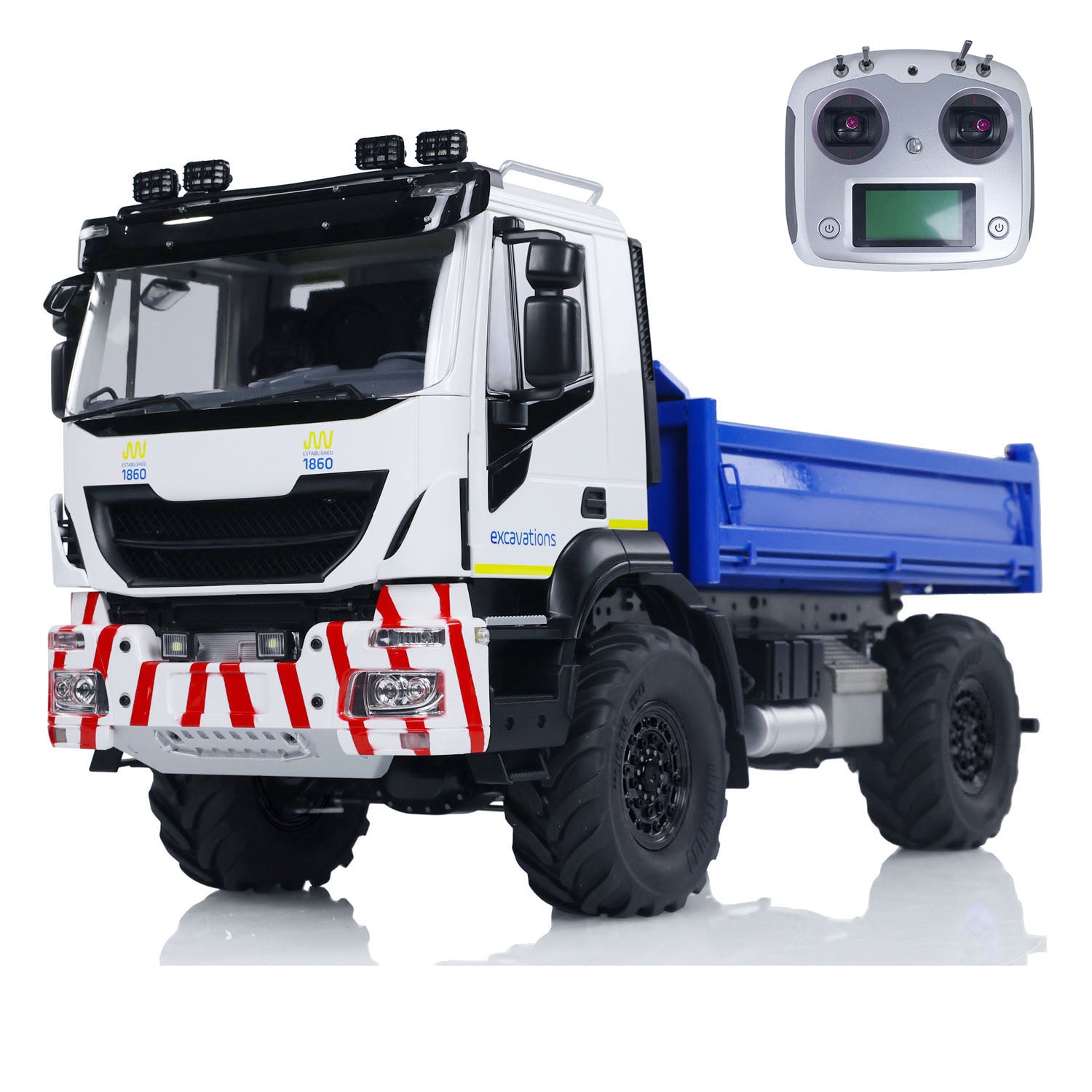 1/14 RC MD Metal Hydraulic Dump Truck 4x4 with ST8 remote controller LED lights and realistic off road design