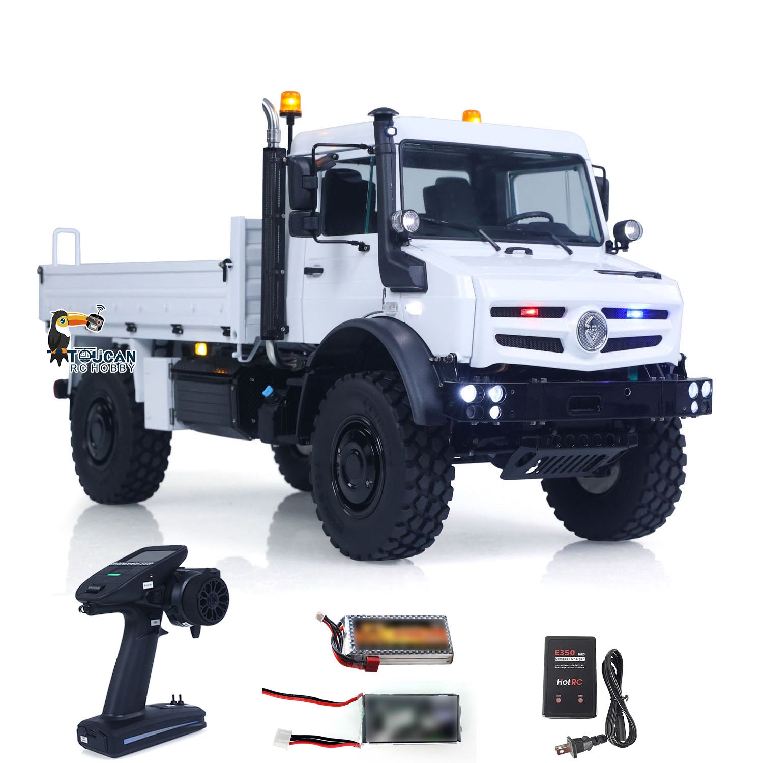 1/14 RC Metal U4023 All Terrain Truck front angle with LED lights and realistic details