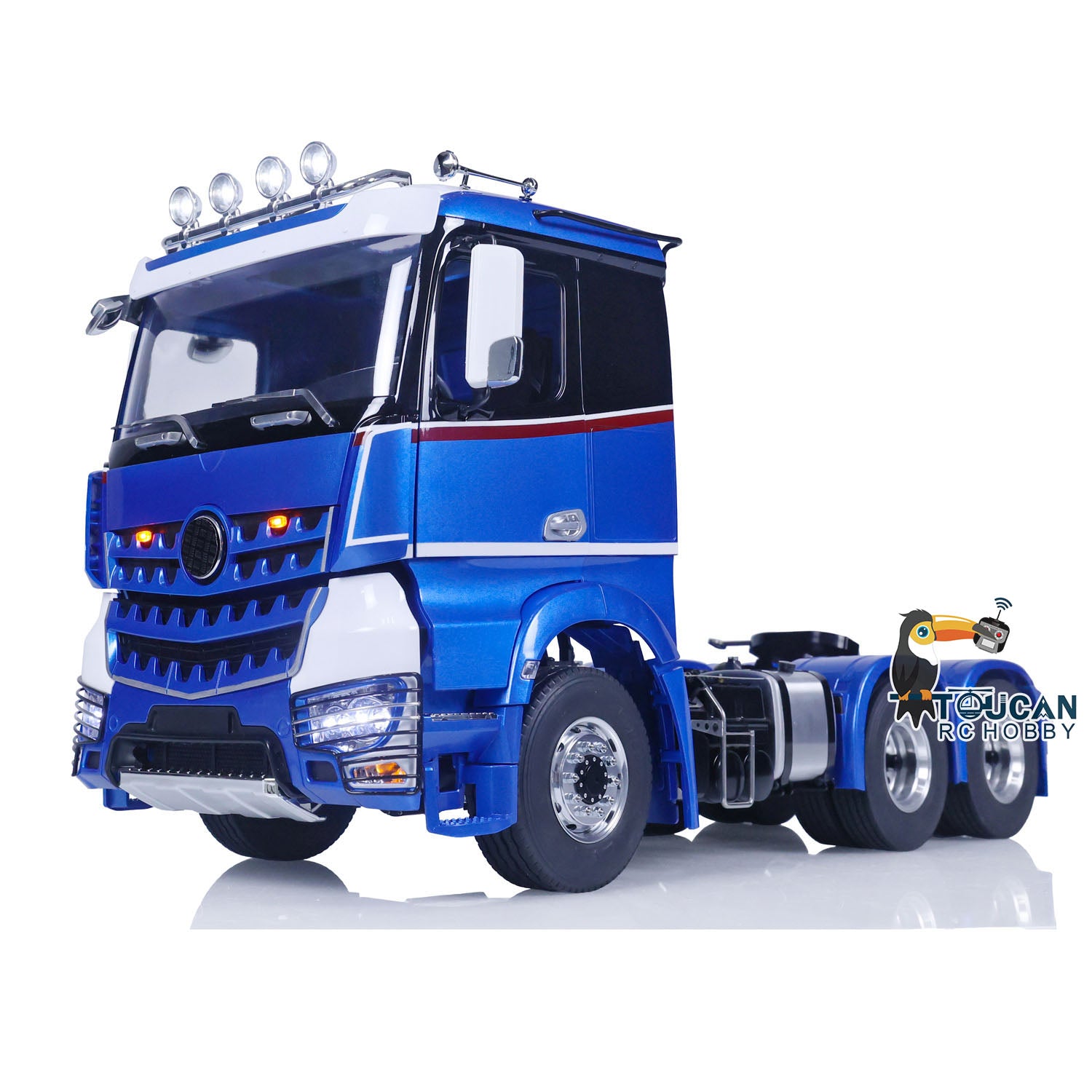 1/14 RC TOUCAN 6x6 Semi Truck right front angle with metal chassis and detailed truck body