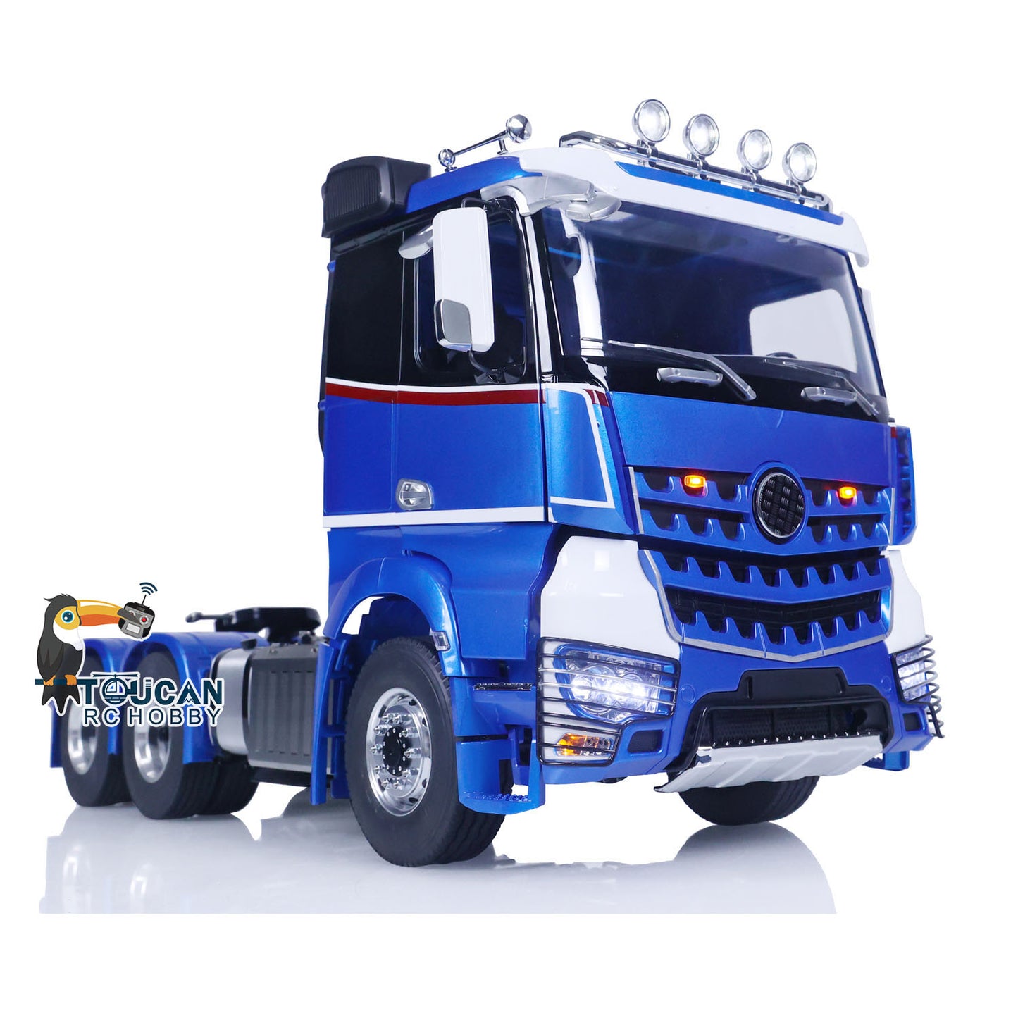 1/14 RC TOUCAN Metal 6x6 Tractor Truck left front view with assembled chassis and realistic cab design