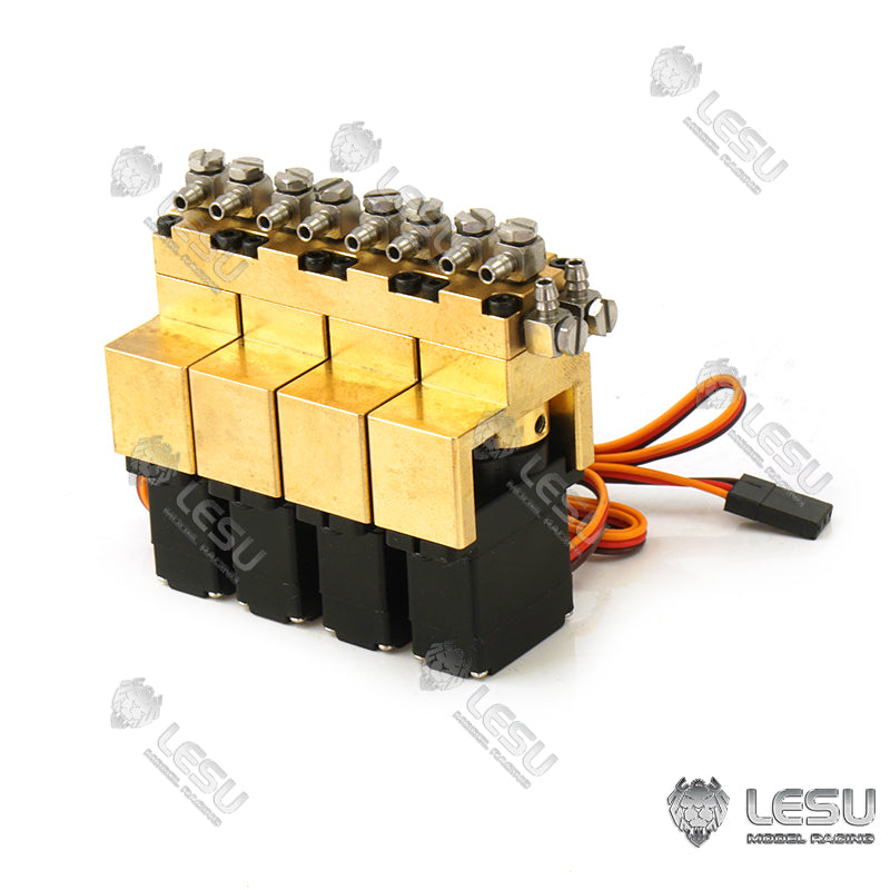 1/2/3/4/5/6/7 Channel Directional Valve LESU Hydraulic Brass Reversing Valve for 1/14 RC Model