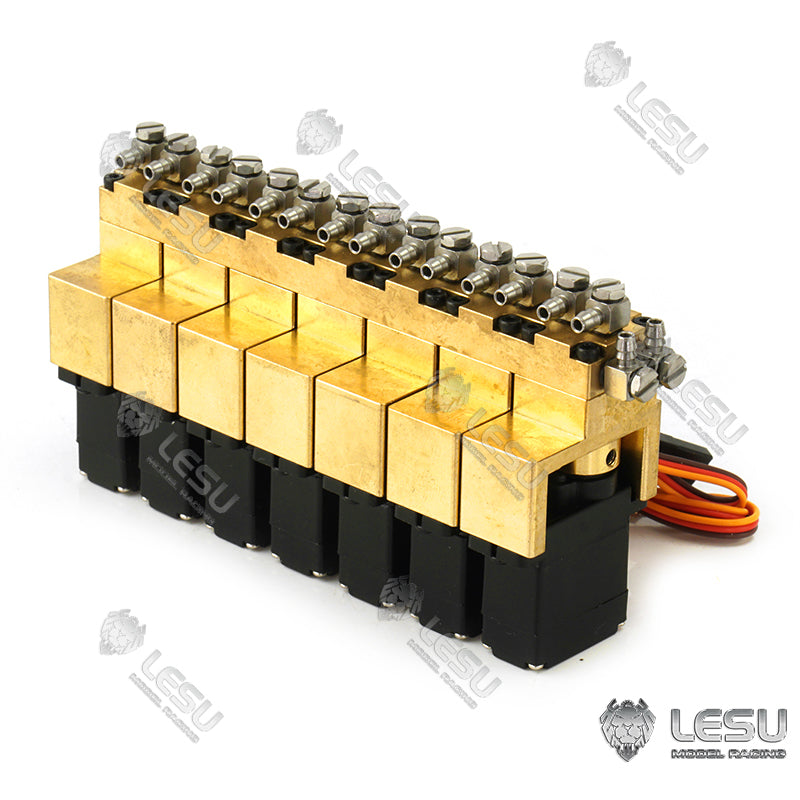 1/2/3/4/5/6/7 Channel Directional Valve LESU Hydraulic Brass Reversing Valve for 1/14 RC Model