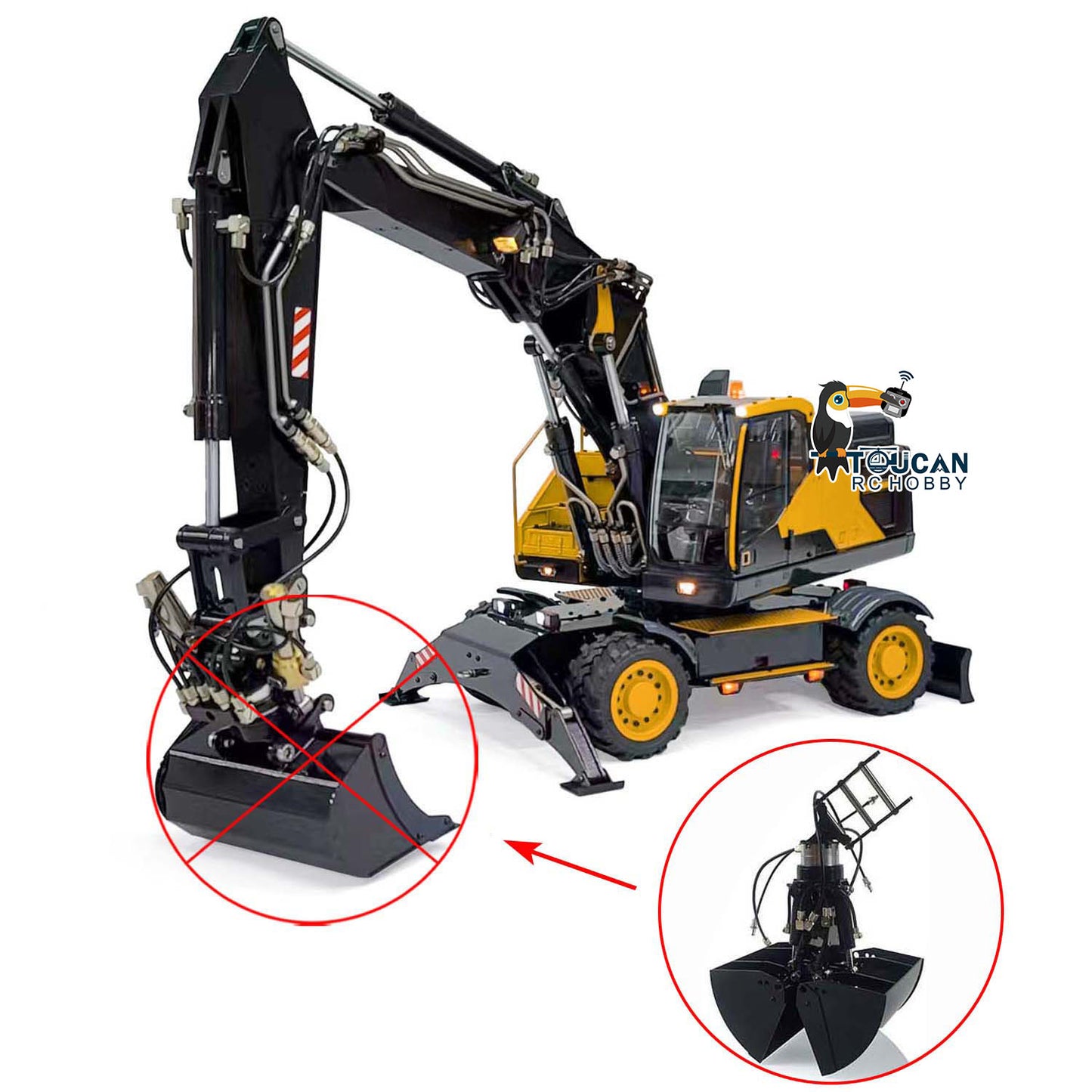 1/14 EC380 Hydraulischer RC Mobilbagger Metall 3 Arme PL18EV