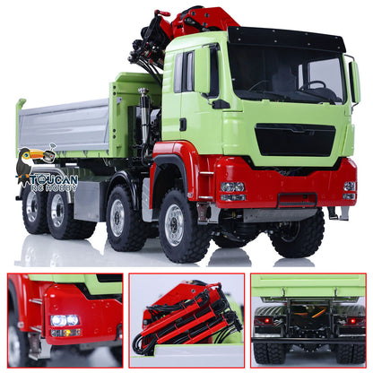 IN STOCK LESU 1/14 Metal 8X8 RC Hydraulic Dumper Truck With Crane Z0063