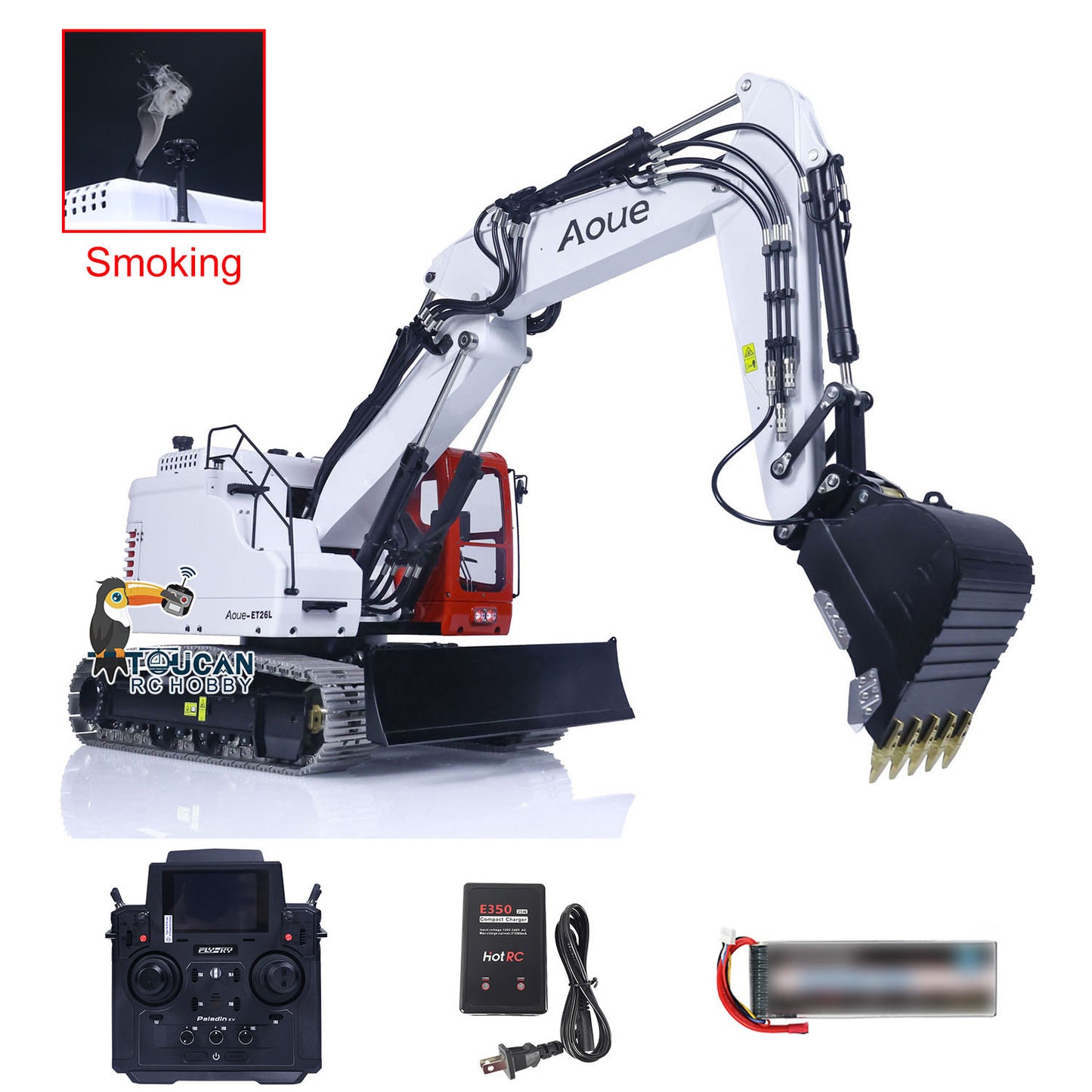 LESU 1/14 Aoue Metal ET26L Painted Assembled RTR Hydraulic Three-section RC Excavator B0012 With PL18EV Transmitter Smoke Function