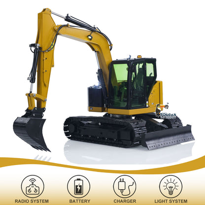 US STOCK Metal 1/14 RC Hydraulic Excavator C308 Radio Controlled Digger Construction Vehicle RTR Model Flysky ST8 Radio Battery