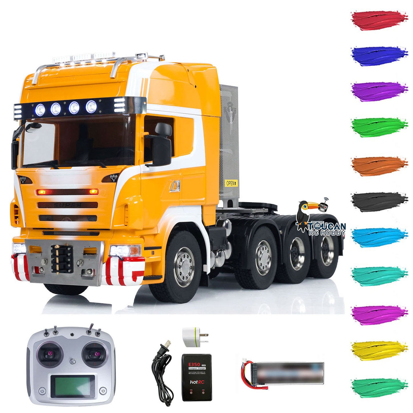 Camion tracteur télécommandé 1/14 8x8 RTR R620 en métal avec boîte de vitesses à 3 vitesses