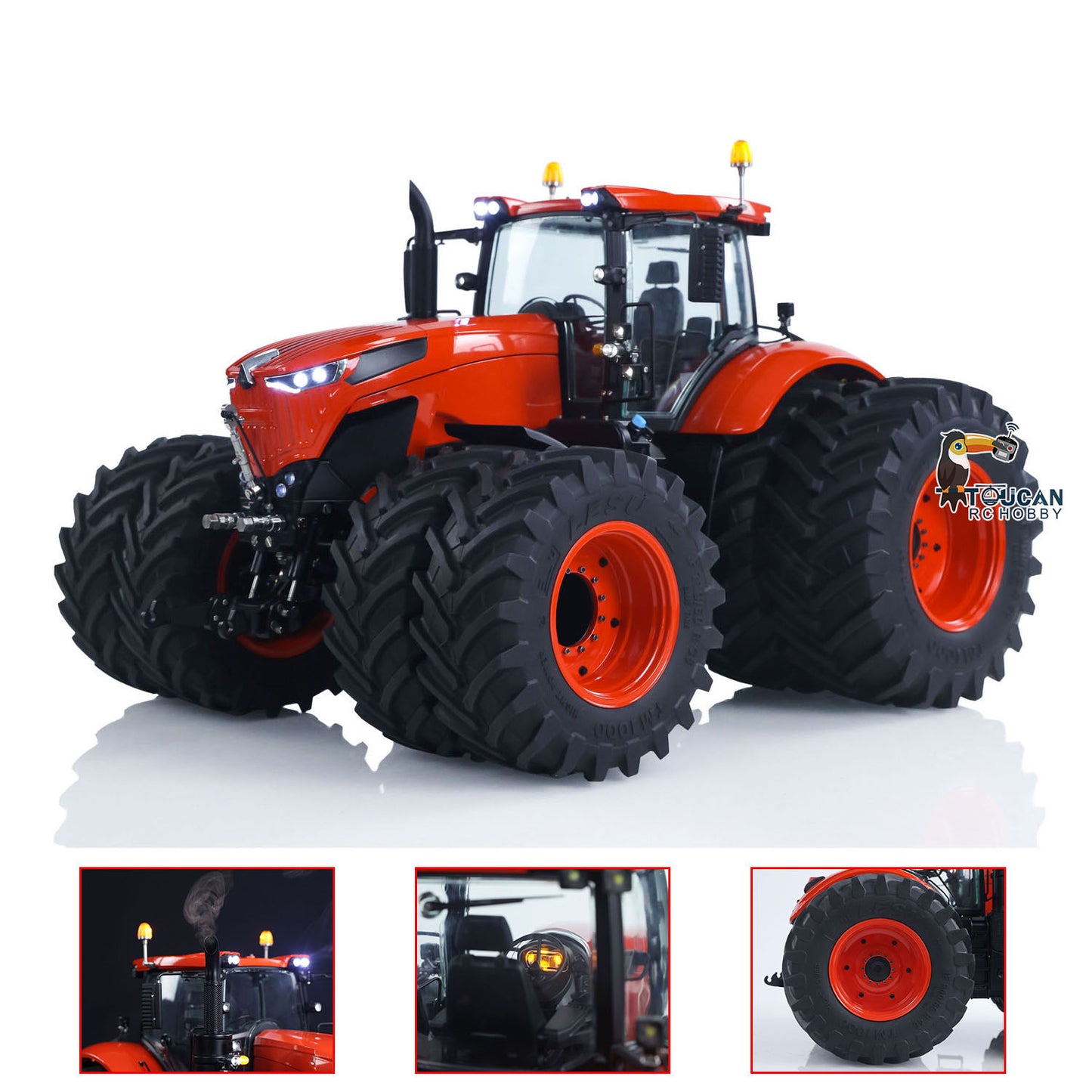 LESU 4x4 Metal 1/14 RC Hydraulic Tractor Car AOUE 1050 Radio Controlled Farm Truck Light Smoking Simulation Sound Differential