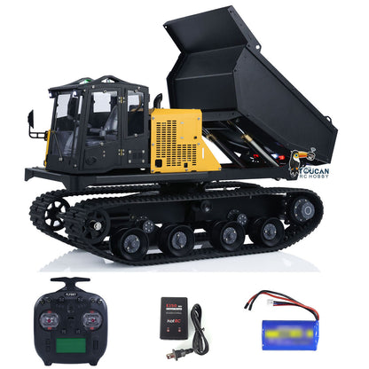 1/14 RC Hydraulic Crawler Dump Truck T14R Metal Tracked Tipper RTR Construction Machine Flysky ST8 Radio Light Sound Battery
