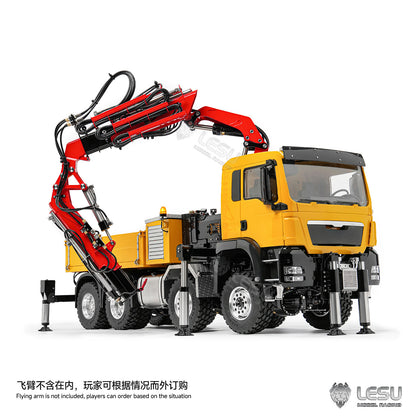 LESU Metal 1/14 RC Hydraulic Crane Truck 8X8 3Speed Remote Control Lorry Model 7CH Valve 6 Outriggers Light Sound Axle Diff Lock