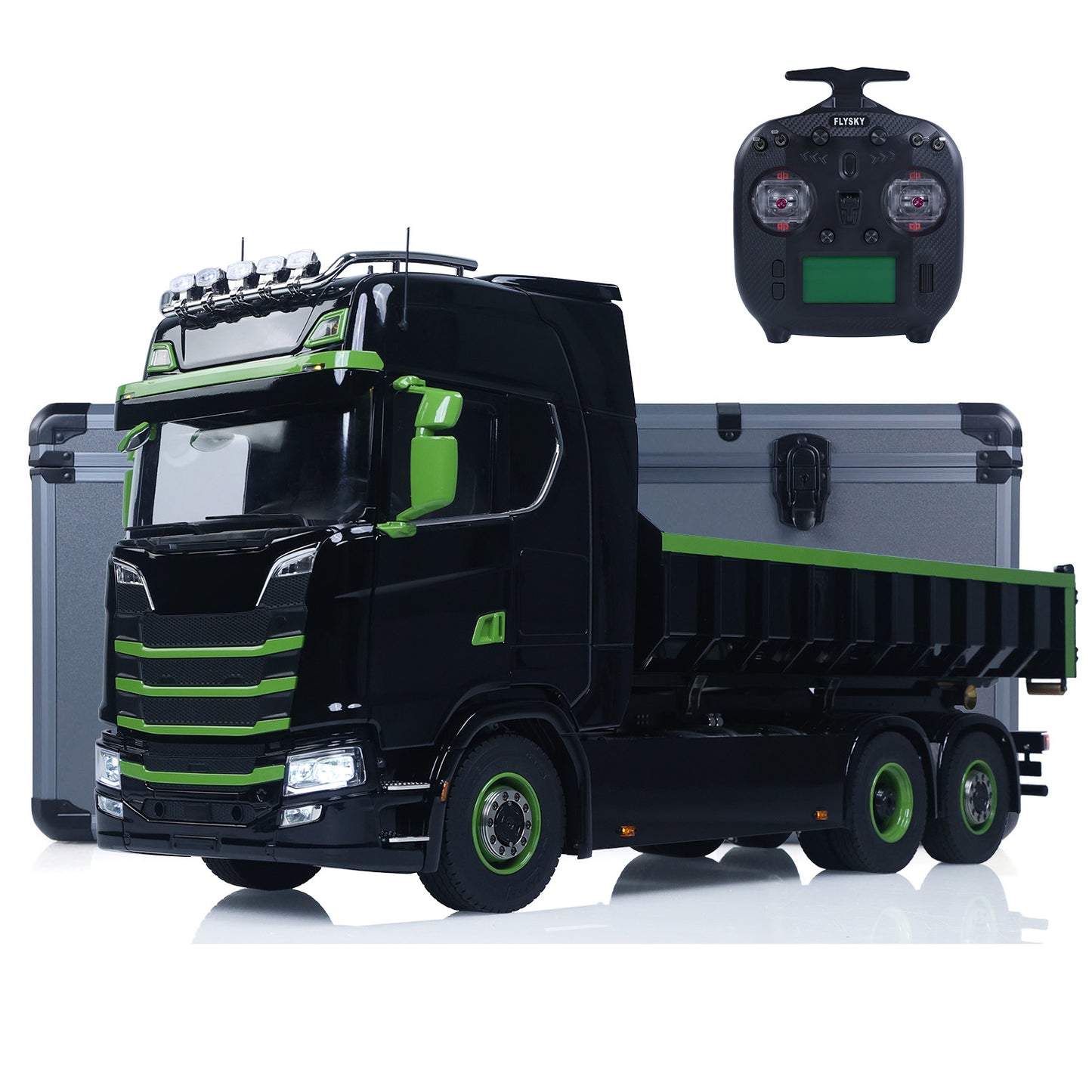 Fast Shipping Metal 6x6 1/14 Hydraulic RC Roll Off Dumper Truck Rear Axle Lifting Steering Car