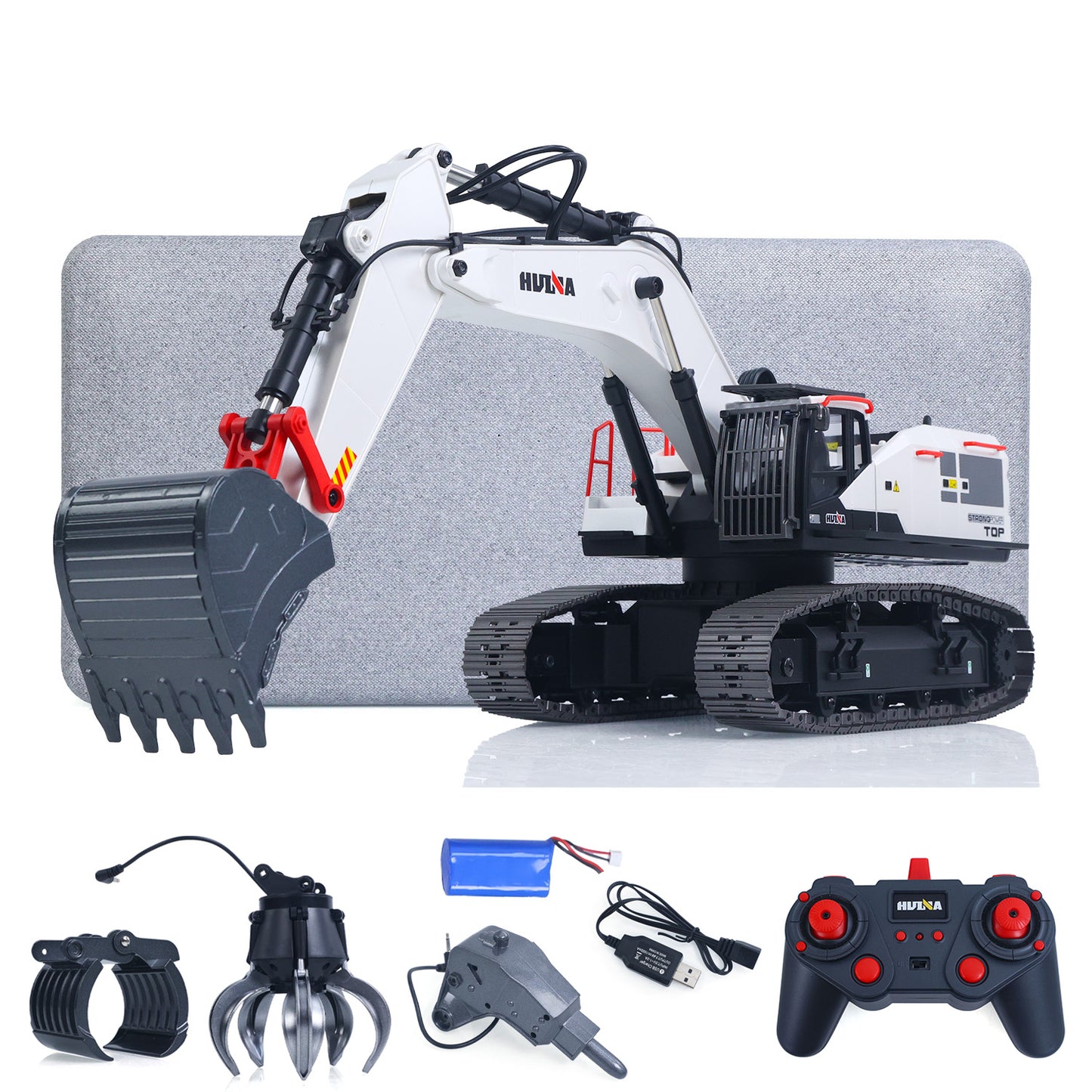 US STOCK 1/14 HUINA RC Metal Excavator Model Toys 1594 Radio Control Digger Light Sound Battery