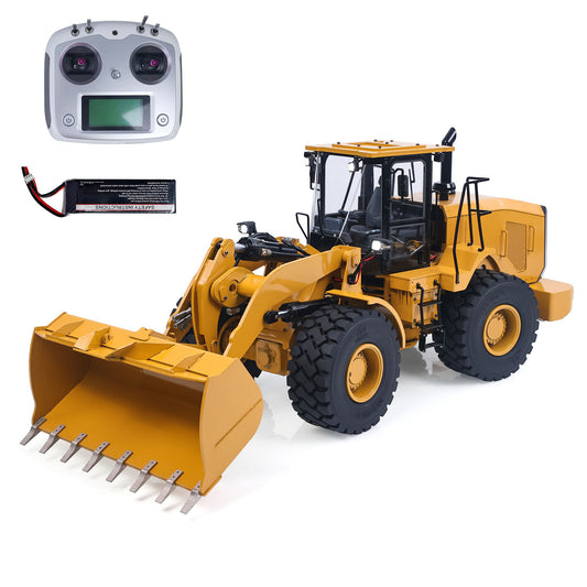 23KG DIM 5CH C950 1/12 Metal Remote Control Wheeled Hydraulic Loader Reduction Axle Flysky Radio Battery Charger Light System