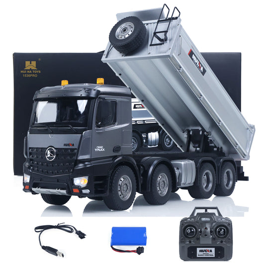 ONLY ONE US STOCK HUINA 1/14 Remote Control Dump Truck 12CH RC Tipper Finished Model Toy Gift RTR Light Sound Effects Radio USB Charging Cable