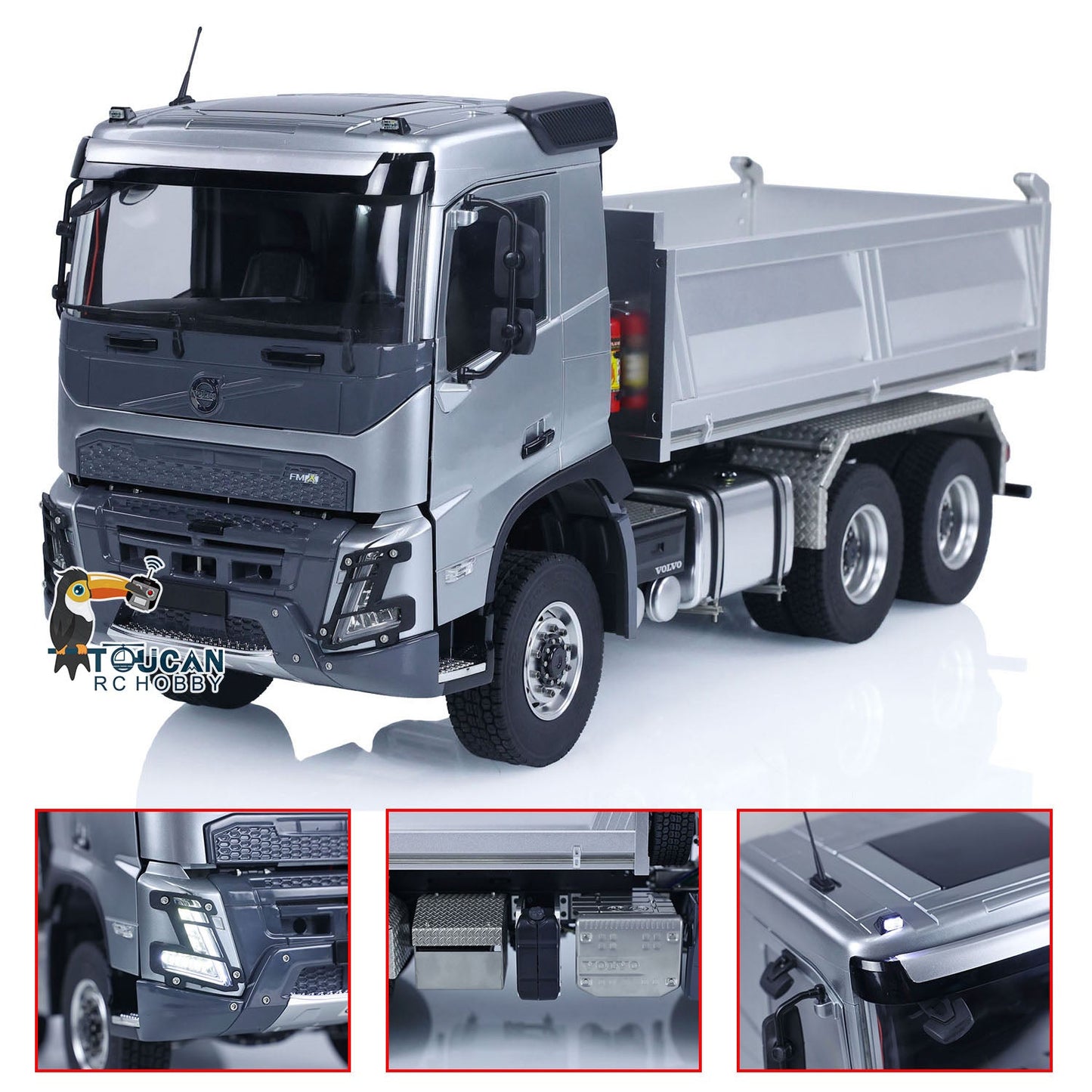 AUF LAGER Double E 1/14 6x6 E115 Volvo FMX Hydraulischer RTR RC Muldenkipper