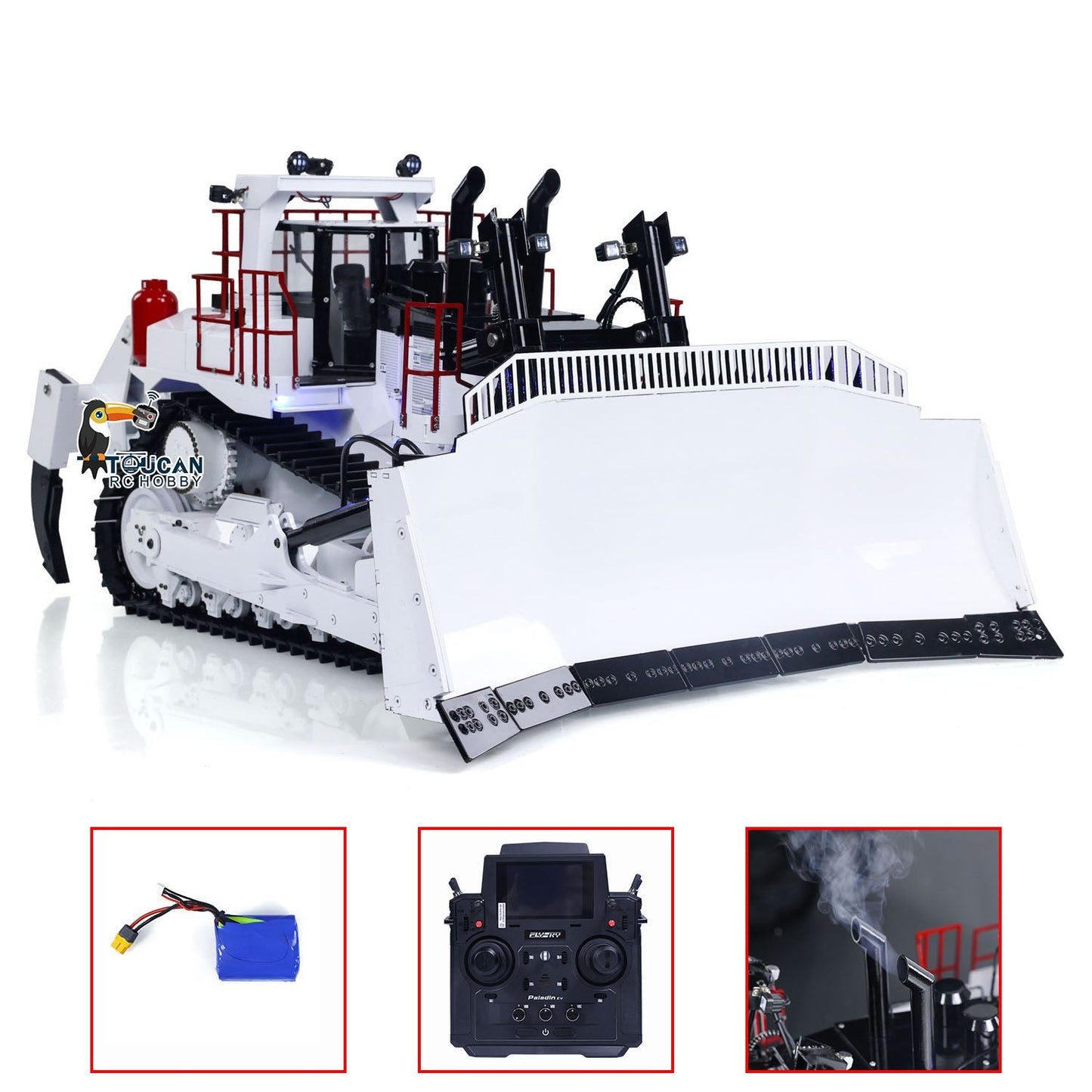 1/14 D11T 3-Plow RC Hydraulic Bulldozer PL18EV Sound Light Smoke