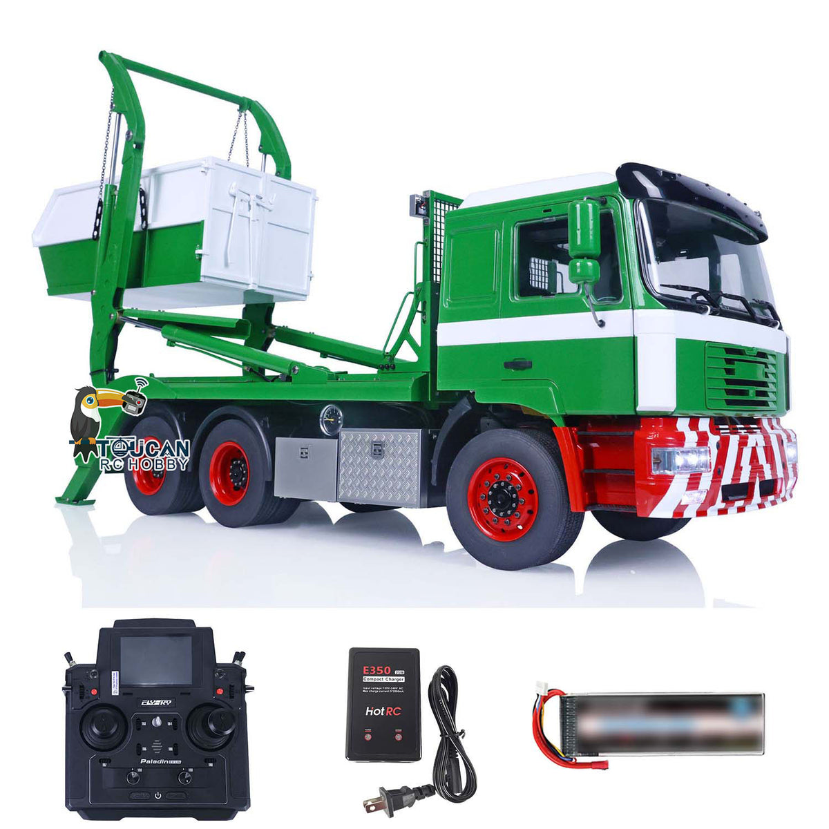 JX Model Metal 1/14 6*4 RC Hydraulic Skip Loader VL18U F2000 Swing Arm Dump Truck with PL18EV Lite Radio System 2Speed Gearbox